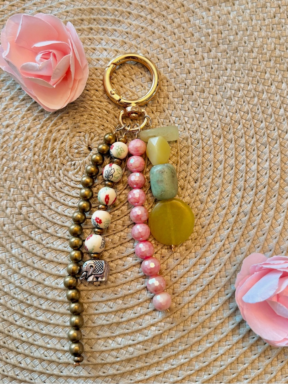 Elephant Beaded Keychain Purse Charm New!